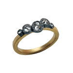 Gold ring with 5 inverted diamonds by Fringe Gallery studio jeweler Todd Pownell
