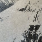 Interference Paint, Acrylic Paint, and Rice Paper on Canvas of Mount Sneffels by Slate Gray Gallery Artist Kathryn Tatum