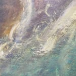 Oil painting by slate gray gallery artist Gordon brown of mountians with an abstract background