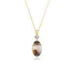 Earth Oval Agate & Sapphire Necklace by Studio jeweler Dana Bronfman