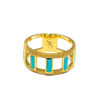 Emerald Cut Turquoise Ring by Slate Gray Gallery studio jeweler Sloane Street
