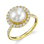 White Pearl Solitaire Ring by Slate Gray Gallery studio jeweler Sloane Street