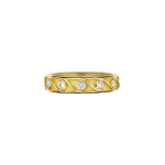 Yellow gold wave ring with diamonds by Fringe Gallery studio jeweler Barbara Heinrich