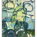 "Floating to the Surface", a cool tone mixed media encaustic painting by Slate Gray Gallery artist Judith Kohin