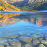 Pastel Painting by Slate gray gallery artist bruce gomez of trout lake with mountains in the background