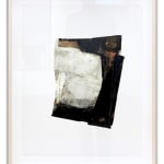 Simple Abstract black white and brown oil and cold wax painting by slate gray gallery artist Rebecca Crowell