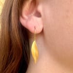Gold Single Leaf Earrings by Slate Gray Gallery studio jeweler Timo Krapf