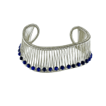 Silver Wave Cuff with Lapis by Fringe Gallery studio jeweler Tana Acton