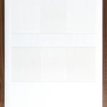 Framed white thread on paper work by Fringe Gallery artist Rebecca Messier