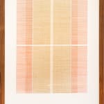 Framed tan and orange thread on watercolor paper by Fringe Gallery artist Rebecca Messier