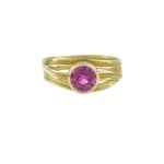 Triple Ribbon Pink Sapphire Ring by Slate Gray Gallery studio jeweler Barbara Heinrich