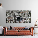 digital mock-up of digital painting of the gondola in Telluride with a view of the town of Telluride in the background