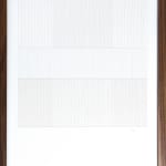 Framed white thread on paper work by Fringe Gallery artist Rebecca Messier