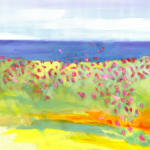 Bright colored abstract landscape by slate gray gallery artist Marshall Noice