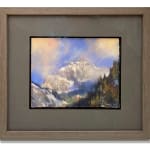 Pastel painting of a snowy mountain by slate gray gallery artist Bruce A Gomez