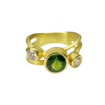 Green Tourmaline and Diamond Ring by Fringe Gallery studio jeweler barbara heinrich