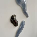 Glazed blue and black ceramic sculpture by Fringe Gallery artist Angela Okajima-Kempinas