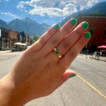 Green Tourmaline and Diamond Ring by Fringe Gallery studio jeweler barbara heinrich