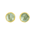 22k yellow gold rough aquamarine stud earrings by Fringe Gallery studio jeweler Petra Class