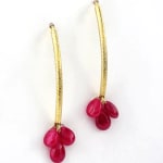 Navette Wire Earrings with Rubies by Slate Gray Gallery studio jeweler Barbara Heinrich