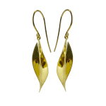 Polished Gold Single Leaf Earrings by Fringe Gallery studio jeweler Timo Krapf