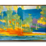 "Boulder River View", an abstract forest landscape oil painting by Slate Gray Gallery Artist Marshall Noice