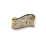 Gold wave cuff with silver tubes by slate gray gallery jeweler tana acton