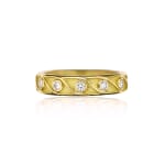 Yellow gold wave ring with diamonds by Fringe Gallery studio jeweler Barbara Heinrich