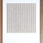 Framed tan thread on paper work by Fringe Gallery artist Rebecca Messier