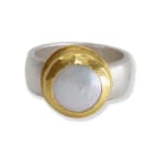 Round Coin Pearl Ring by Slate Gray Gallery studio jeweler Marki Knopp