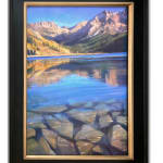 Pastel Painting by Slate gray gallery artist bruce gomez of trout lake with mountains in the background
