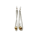 Silver Earrings with Gold Balls by Fringe Gallery studio jeweler Tana Acton