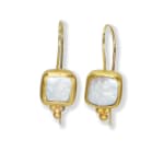 Square Pearl Earrings by Slate Gray Gallery studio jeweler Marki Knopp
