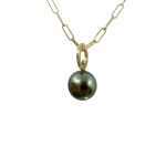 Short Dark Peacock Tahitian Pearl Charm by Fringe Gallery studio jeweler Lauren Chisholm