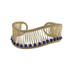 Gold wave cuff with lapis cuff by slate gray gallery jeweler tana acton