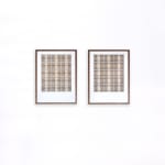 Diptych of framed thread on paper works by Fringe Gallery artist Rebecca Messier
