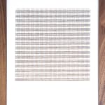 Framed tan thread on paper work by Fringe Gallery artist Rebecca Messier