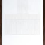 Framed white thread on paper work by Fringe Gallery artist Rebecca Messier