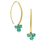 Navette Earrings with Emerald Drops by Slate Gray Gallery studio jeweler Barbara Heinrich