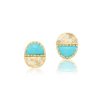 Sun and Half Moon Turquoise Studs at Fringe Gallery by Studio Jeweler Dana Bronfman