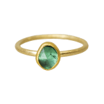 22k and 18k yellow gold ring with bezel set rose cut emerald by Fringe Gallery studio jeweler Petra Class