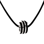 silver and leather triple wrap knot pendant necklace by studio jeweler Timo Krapf
