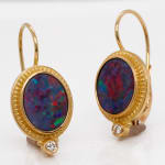 Opal Earrings with Diamonds by Slate Gray Gallery Barbara Heinrich