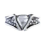 Platinum ring with a trillion rose cut diamond and scattered inverted diamonds by Fringe Gallery studio jeweler Todd Pownell and