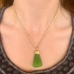 Green Sea Glass Necklace by Fringe Gallery studio jeweler Marki Knopp