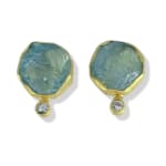 Aquamarine Earrings with Small Faceted Diamond by Slate Gray Gallery studio jeweler Petra Class
