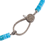 Turquoise necklace with diamond pavé lobster clasp by Fringe Gallery jeweler Loree Rodkin