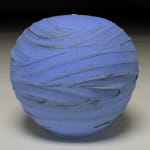 blue textured earthenware vessel by potter Nicholas Bernard