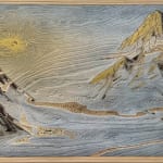 A 2d carving of mountains by slate gray gallery artist Cie Hoover