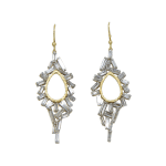 Baguette diamond and gold teardrop earrings